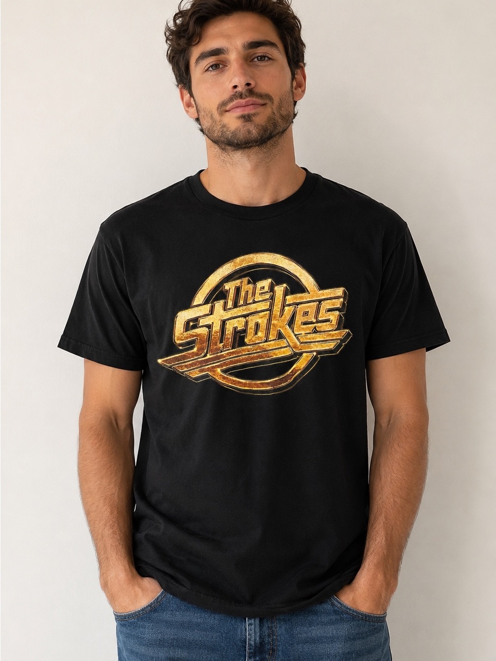 The Strokes Logo Black Graphic Tee Men's Casual Shirt Size Small